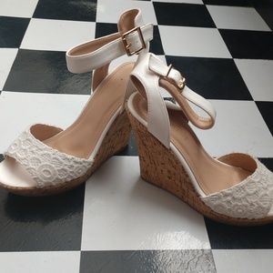 White lace wedge heel